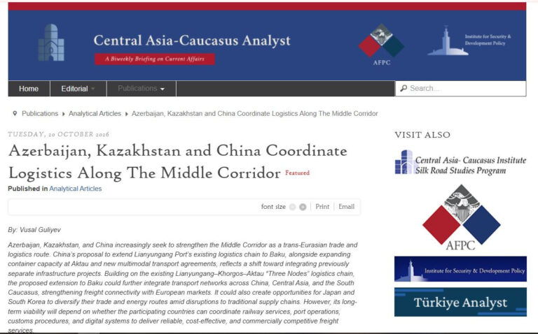 Azərbaycan, Qazaxıstan və Çin Orta Dəhliz üzrə logistika sahəsində əməkdaşlığı əlaqələndirir